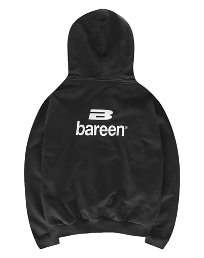 Bareen - Logo Oversized Zip Hoodie - Black